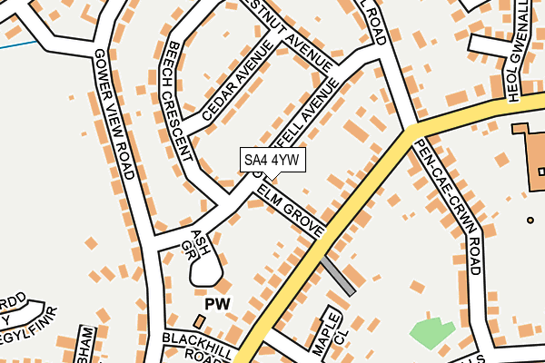 SA4 4YW map - OS OpenMap – Local (Ordnance Survey)