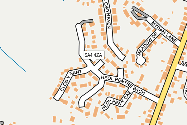 SA4 4ZA map - OS OpenMap – Local (Ordnance Survey)