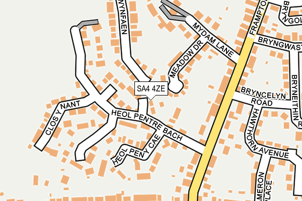 SA4 4ZE map - OS OpenMap – Local (Ordnance Survey)