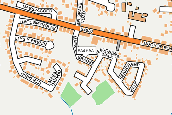 SA4 6AA map - OS OpenMap – Local (Ordnance Survey)