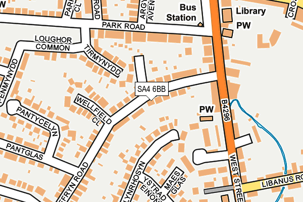 SA4 6BB map - OS OpenMap – Local (Ordnance Survey)