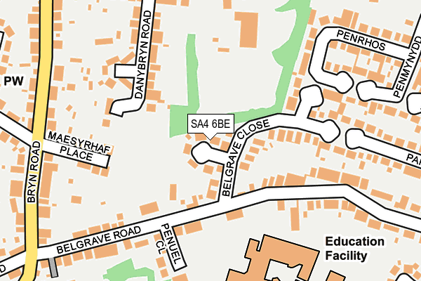 SA4 6BE map - OS OpenMap – Local (Ordnance Survey)