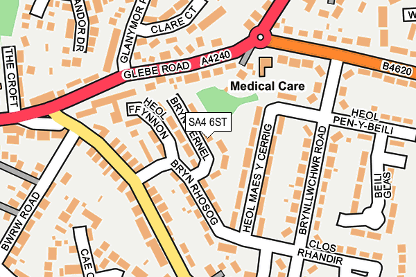 SA4 6ST map - OS OpenMap – Local (Ordnance Survey)