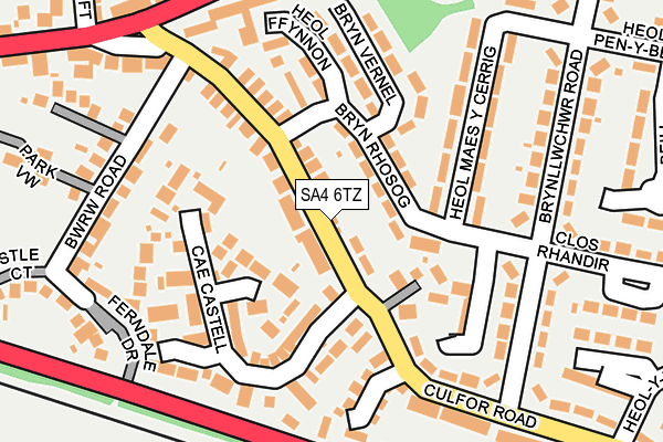 SA4 6TZ map - OS OpenMap – Local (Ordnance Survey)