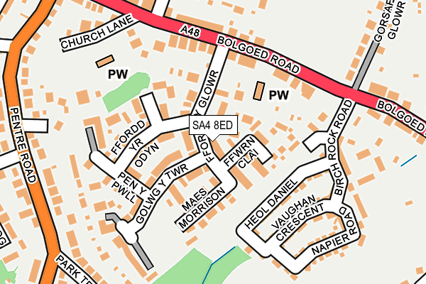 SA4 8ED map - OS OpenMap – Local (Ordnance Survey)