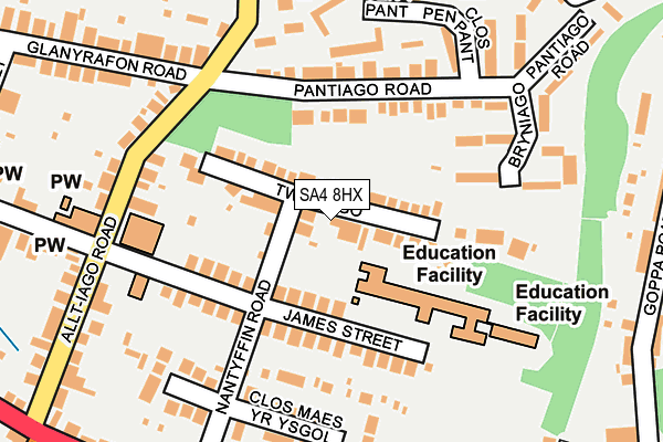 SA4 8HX map - OS OpenMap – Local (Ordnance Survey)
