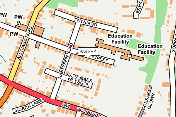 SA4 8HZ map - OS OpenMap – Local (Ordnance Survey)