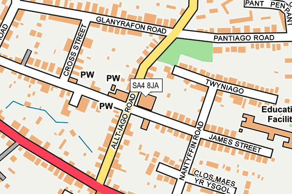 SA4 8JA map - OS OpenMap – Local (Ordnance Survey)