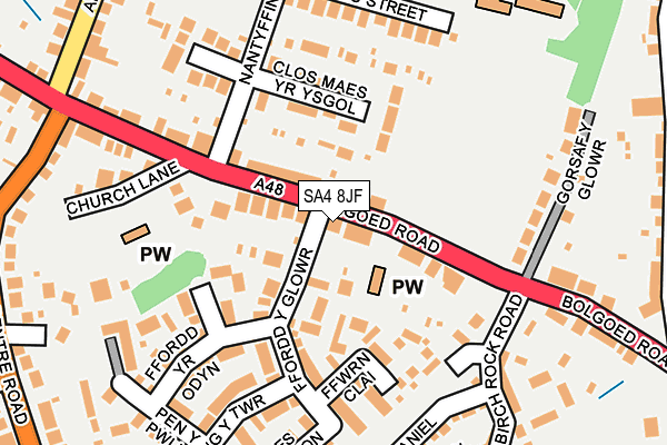 SA4 8JF map - OS OpenMap – Local (Ordnance Survey)