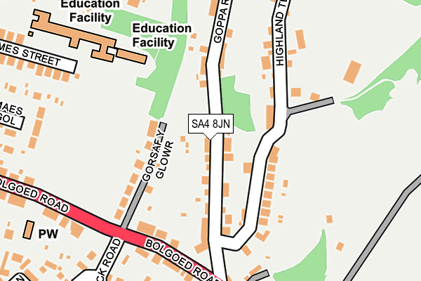 SA4 8JN map - OS OpenMap – Local (Ordnance Survey)