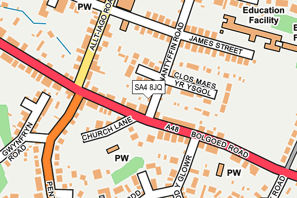 SA4 8JQ map - OS OpenMap – Local (Ordnance Survey)