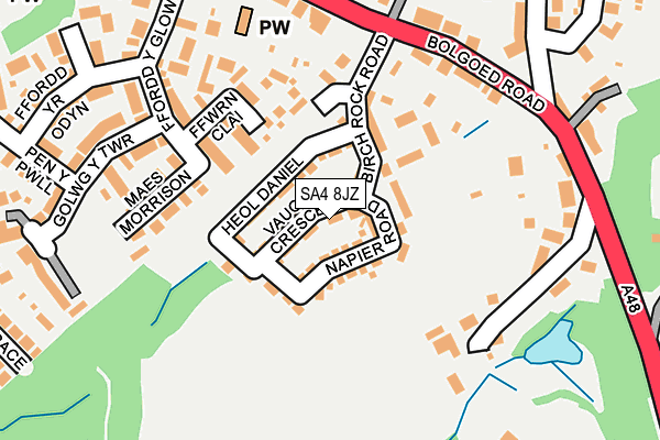 SA4 8JZ map - OS OpenMap – Local (Ordnance Survey)