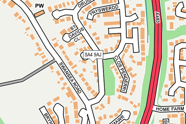 SA4 9AJ map - OS OpenMap – Local (Ordnance Survey)