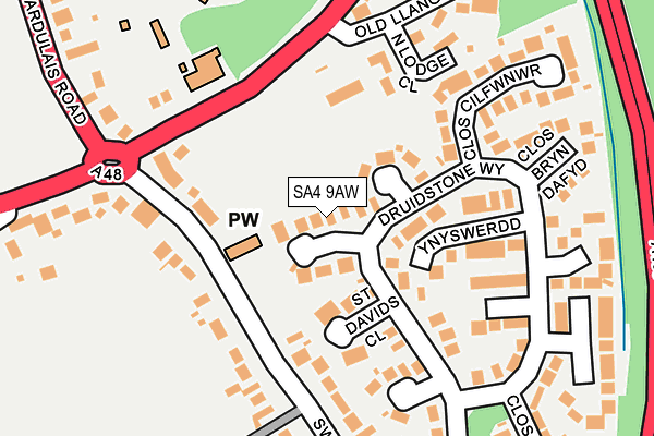 SA4 9AW map - OS OpenMap – Local (Ordnance Survey)