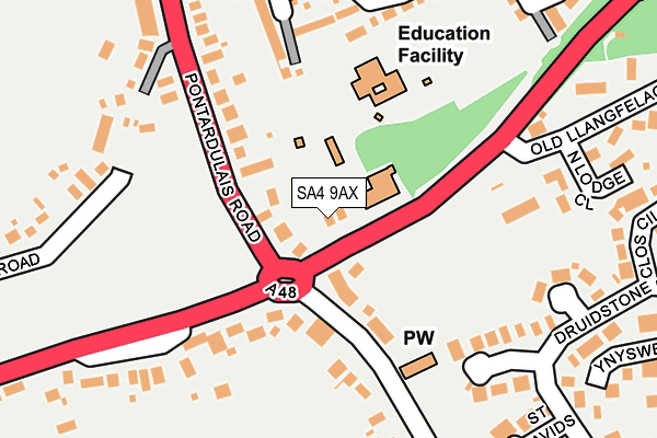 SA4 9AX map - OS OpenMap – Local (Ordnance Survey)
