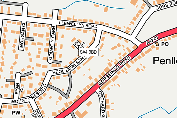 SA4 9BD map - OS OpenMap – Local (Ordnance Survey)