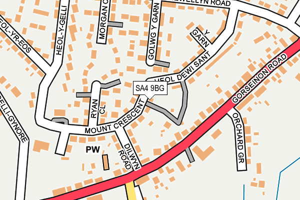 SA4 9BG map - OS OpenMap – Local (Ordnance Survey)