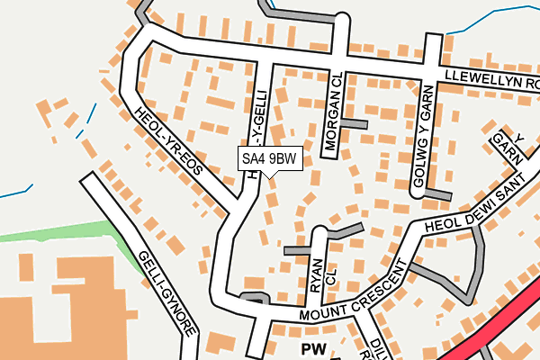 SA4 9BW map - OS OpenMap – Local (Ordnance Survey)