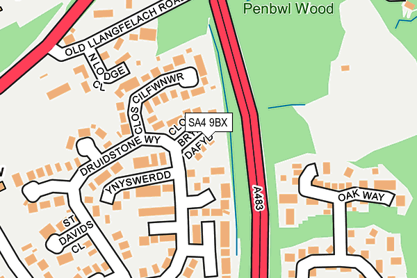 SA4 9BX map - OS OpenMap – Local (Ordnance Survey)