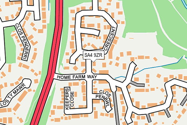 SA4 9ZR map - OS OpenMap – Local (Ordnance Survey)