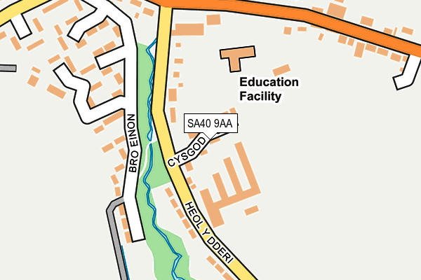 SA40 9AA map - OS OpenMap – Local (Ordnance Survey)
