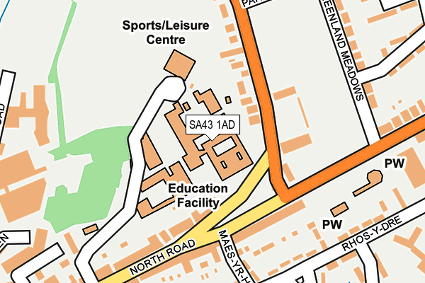 SA43 1AD map - OS OpenMap – Local (Ordnance Survey)