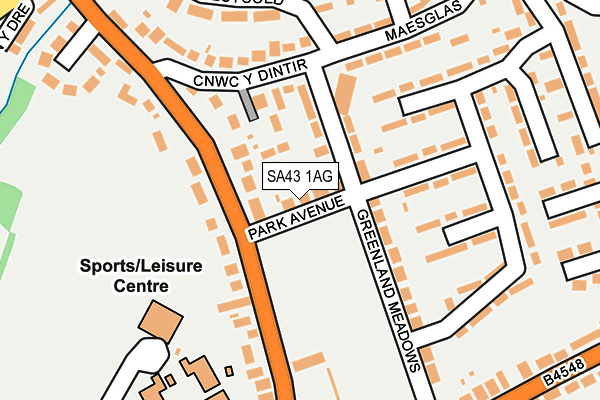 SA43 1AG map - OS OpenMap – Local (Ordnance Survey)