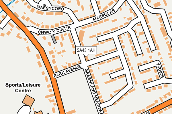 SA43 1AH map - OS OpenMap – Local (Ordnance Survey)