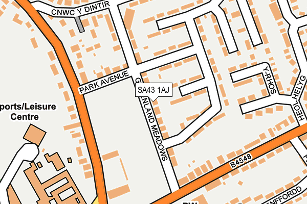 SA43 1AJ map - OS OpenMap – Local (Ordnance Survey)