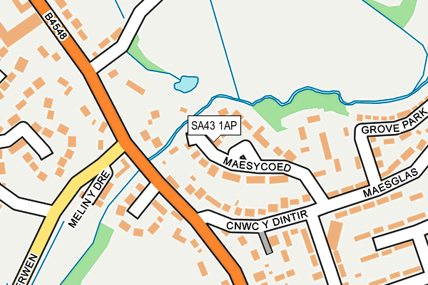 SA43 1AP map - OS OpenMap – Local (Ordnance Survey)