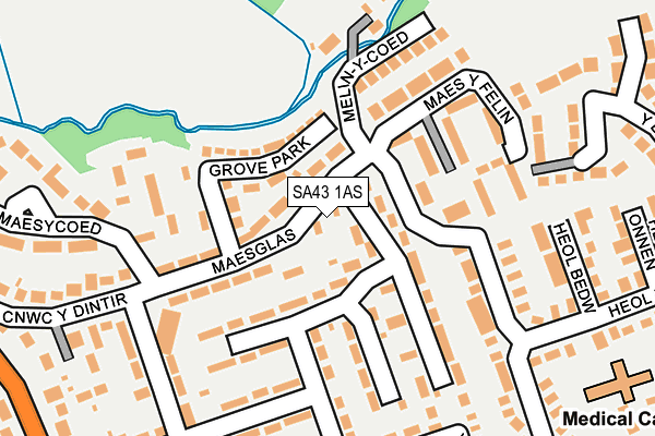 SA43 1AS map - OS OpenMap – Local (Ordnance Survey)