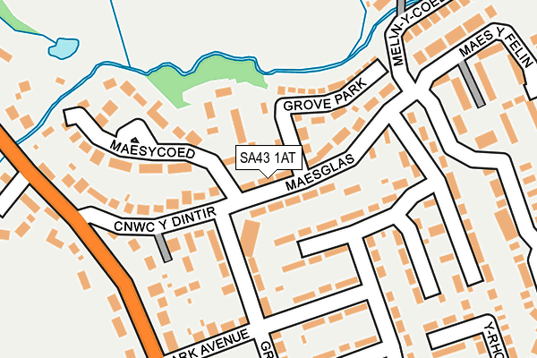 SA43 1AT map - OS OpenMap – Local (Ordnance Survey)