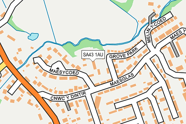 SA43 1AU map - OS OpenMap – Local (Ordnance Survey)