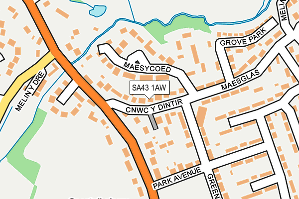 SA43 1AW map - OS OpenMap – Local (Ordnance Survey)