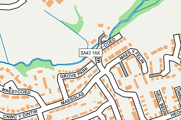 SA43 1AX map - OS OpenMap – Local (Ordnance Survey)