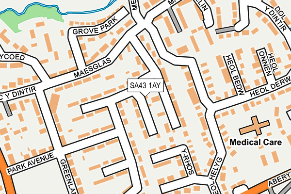 SA43 1AY map - OS OpenMap – Local (Ordnance Survey)