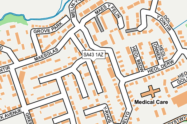 SA43 1AZ map - OS OpenMap – Local (Ordnance Survey)