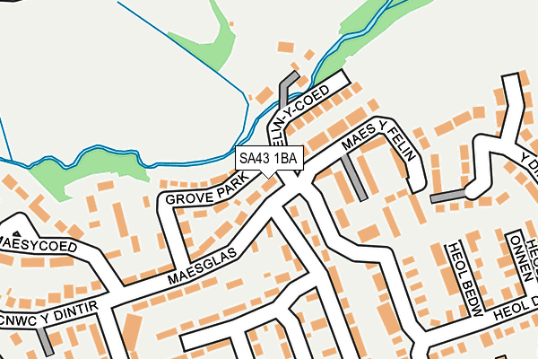 SA43 1BA map - OS OpenMap – Local (Ordnance Survey)