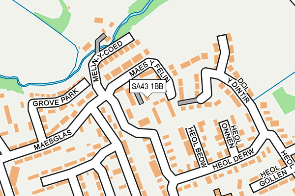 SA43 1BB map - OS OpenMap – Local (Ordnance Survey)