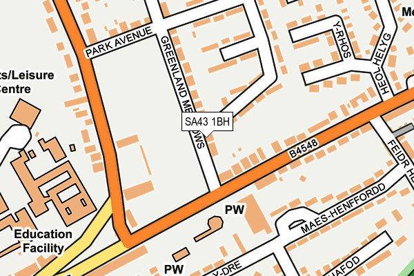 SA43 1BH map - OS OpenMap – Local (Ordnance Survey)