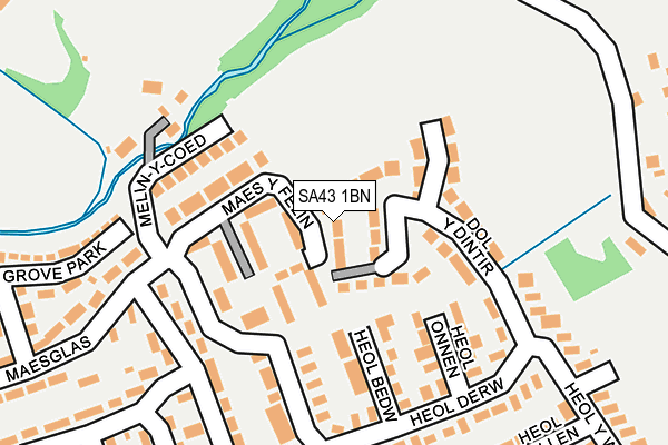 SA43 1BN map - OS OpenMap – Local (Ordnance Survey)