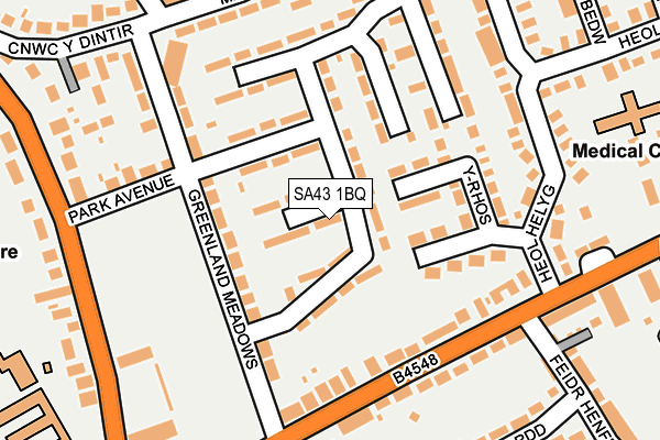 SA43 1BQ map - OS OpenMap – Local (Ordnance Survey)