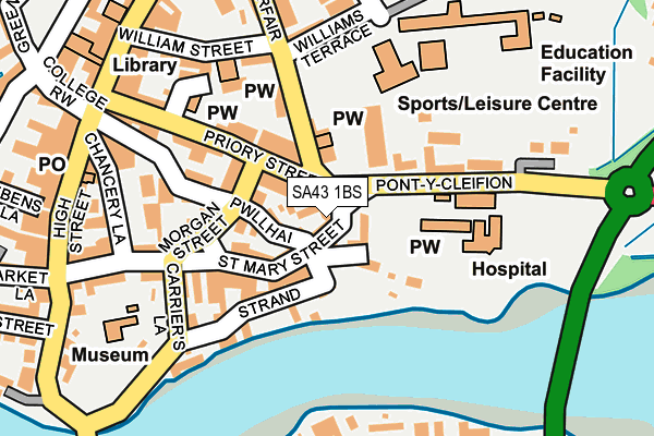 SA43 1BS map - OS OpenMap – Local (Ordnance Survey)