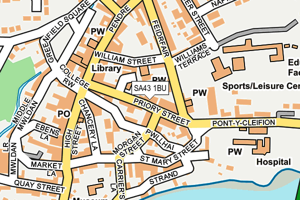 SA43 1BU map - OS OpenMap – Local (Ordnance Survey)