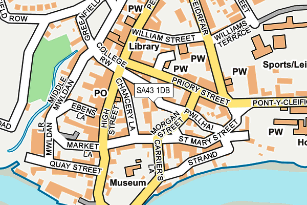 SA43 1DB map - OS OpenMap – Local (Ordnance Survey)