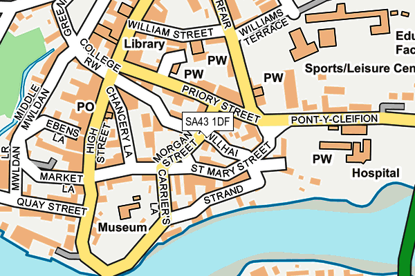 SA43 1DF map - OS OpenMap – Local (Ordnance Survey)