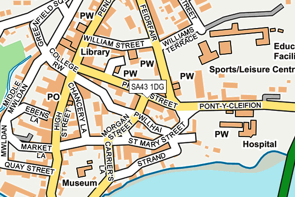 SA43 1DG map - OS OpenMap – Local (Ordnance Survey)