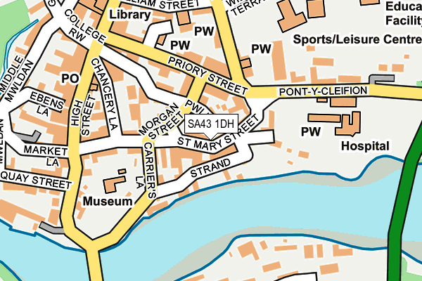 SA43 1DH map - OS OpenMap – Local (Ordnance Survey)