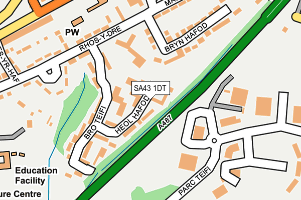 SA43 1DT map - OS OpenMap – Local (Ordnance Survey)