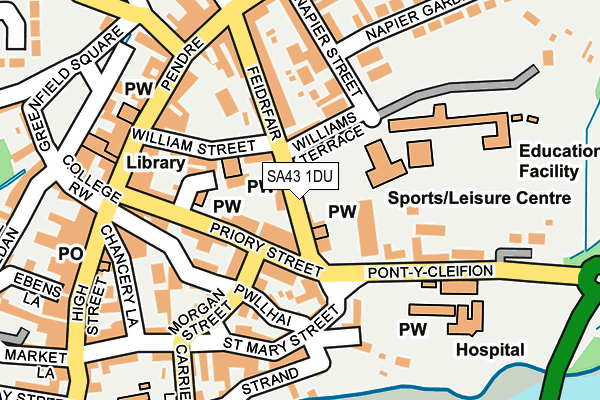 SA43 1DU map - OS OpenMap – Local (Ordnance Survey)